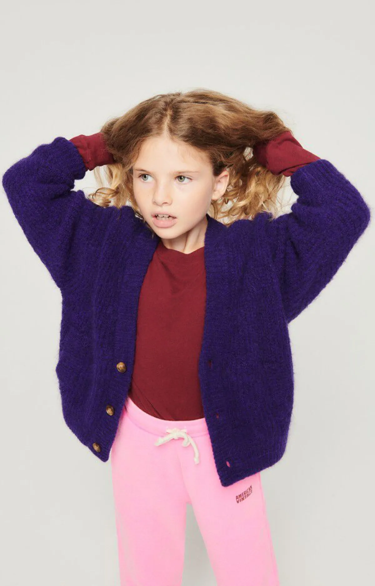 American Vintage Kid'S Cardigan East Melange Blackberry Cheap