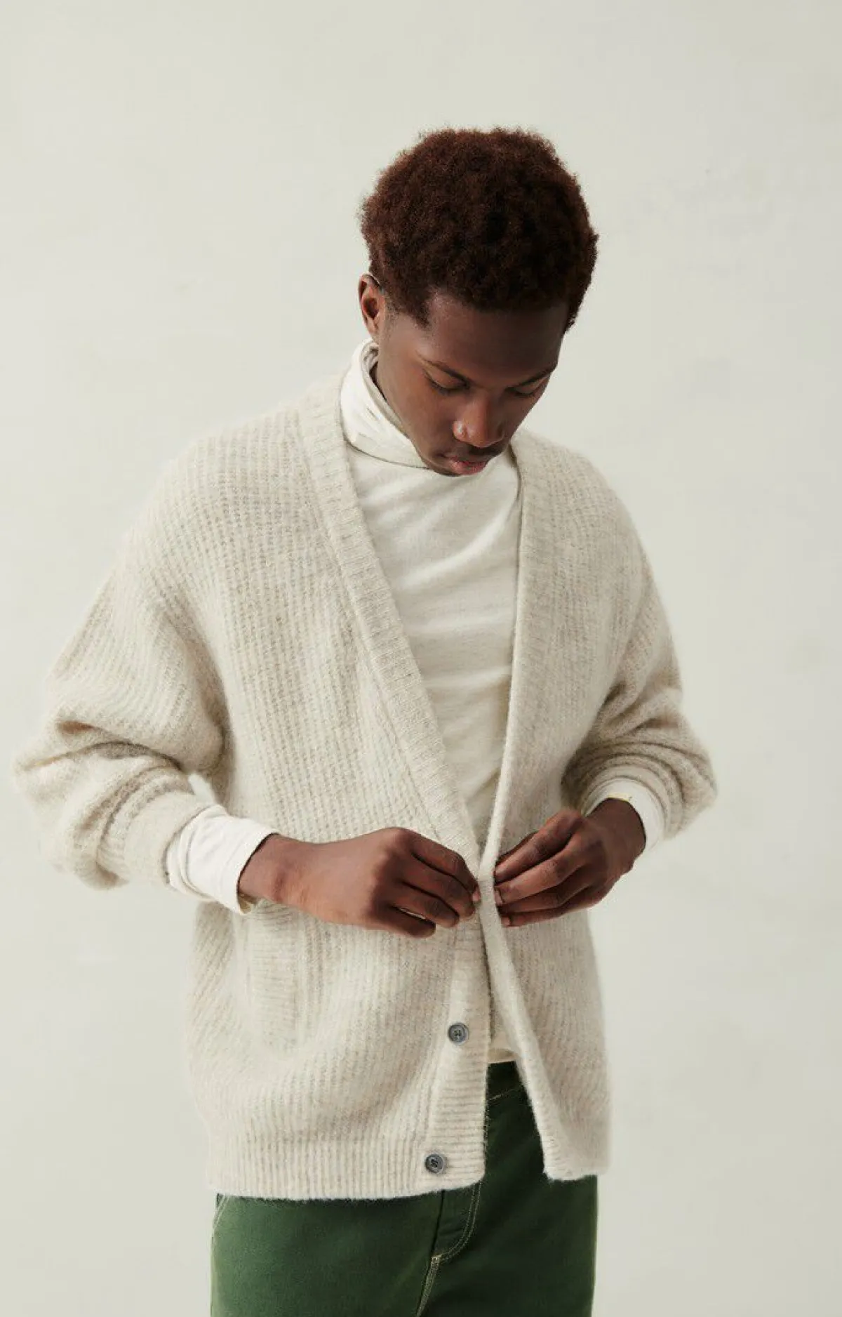 American Vintage Men'S Cardigan East Powder Snow Melange Discount