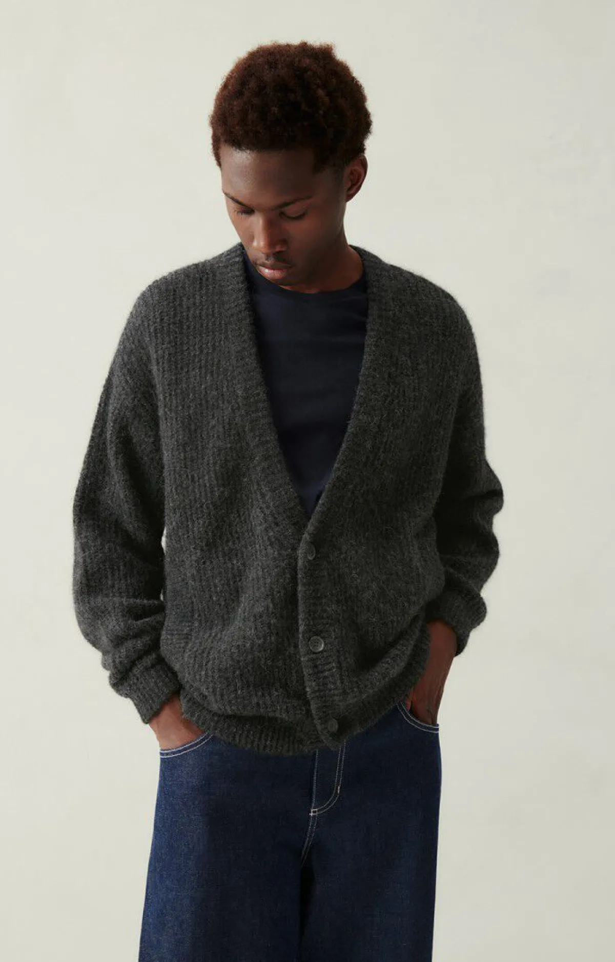 American Vintage Men'S Cardigan East Charcoal Melange Best