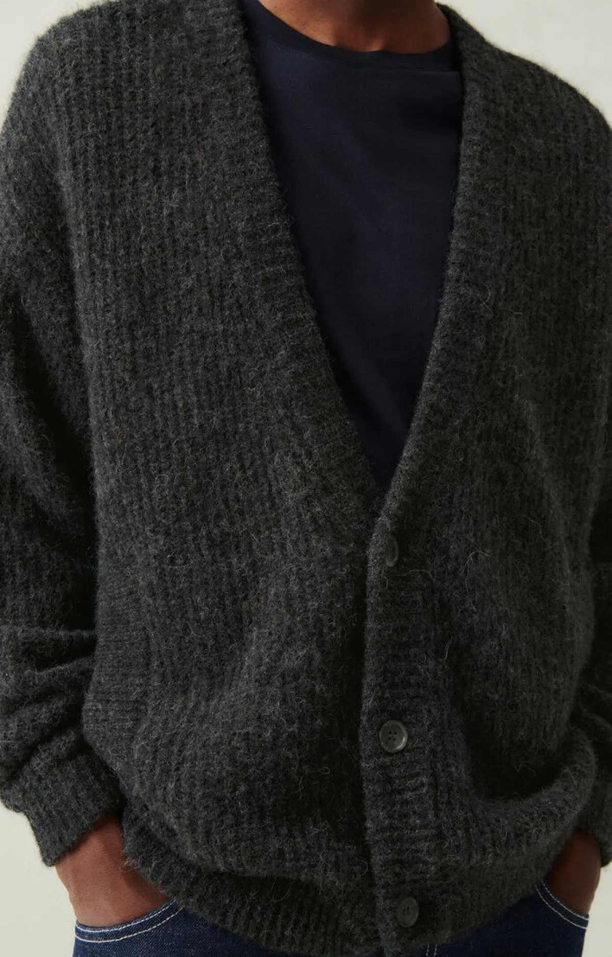 American Vintage Men'S Cardigan East Charcoal Melange Best