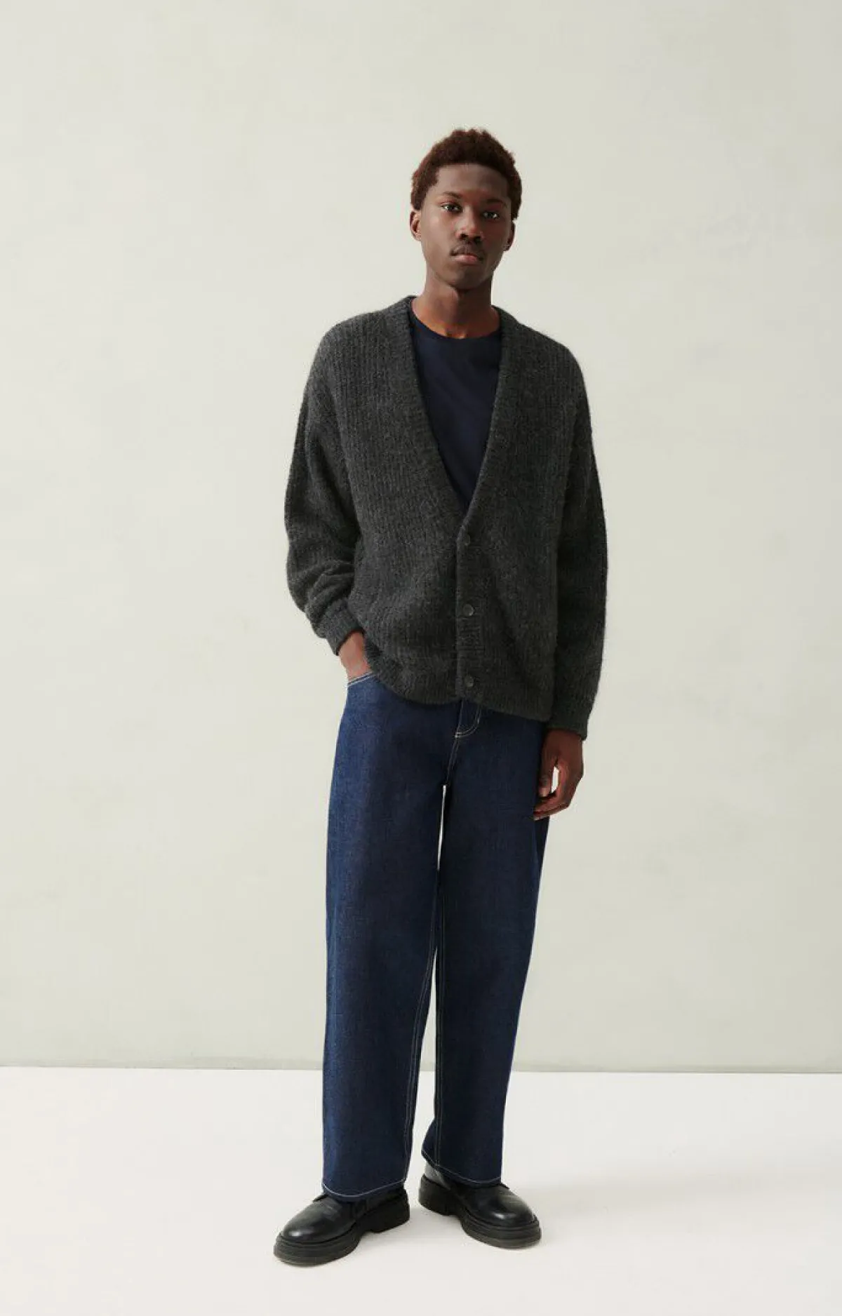 American Vintage Men'S Cardigan East Charcoal Melange Best