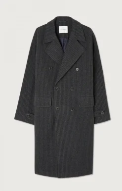 American Vintage Men'S Coat Dopabay Grey And Blue Stripes Best Sale