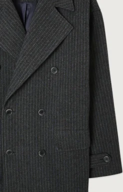 American Vintage Men'S Coat Dopabay Grey And Blue Stripes Best Sale