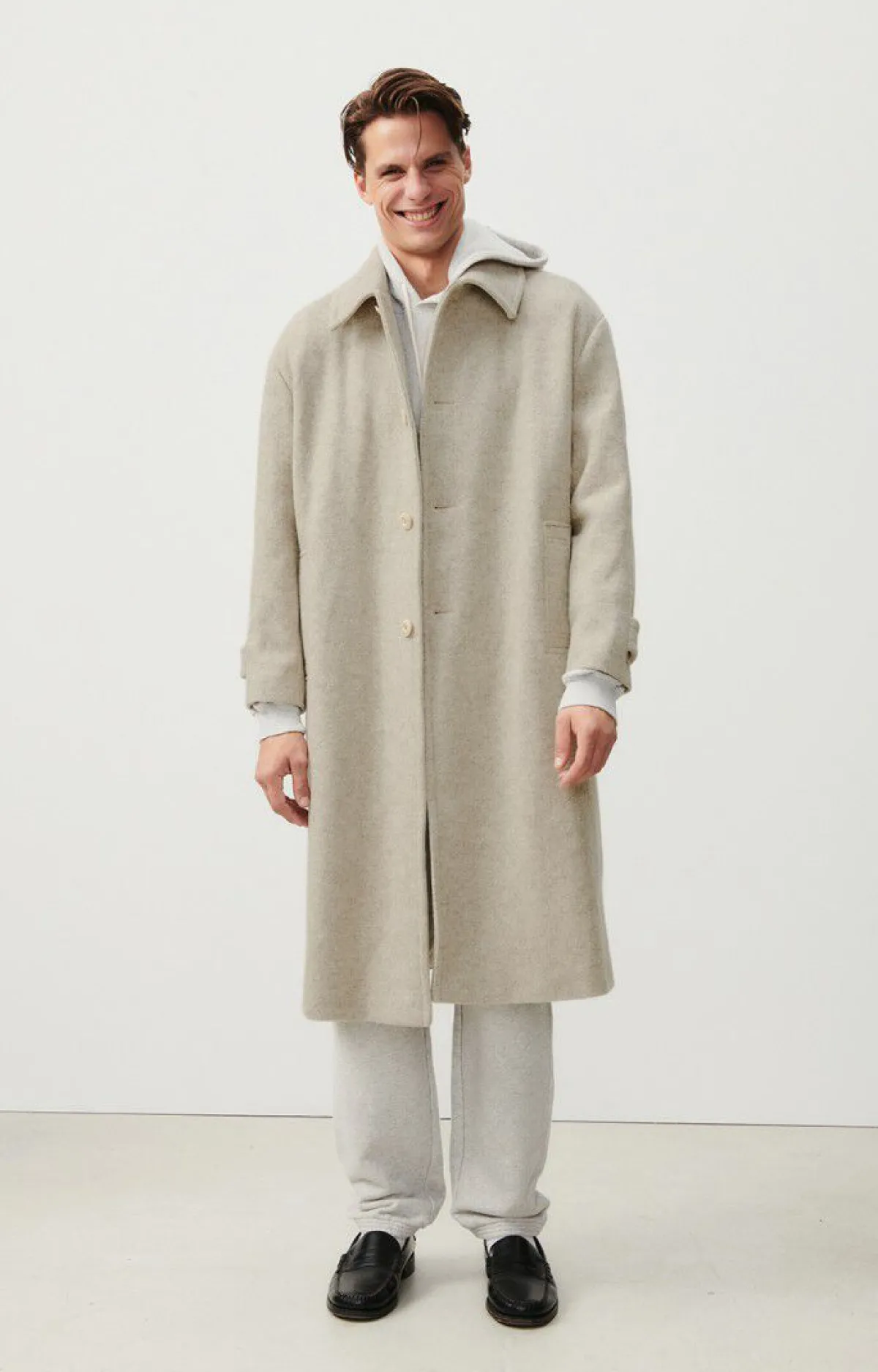 American Vintage Men'S Coat Karabay Beige Melange Cheap