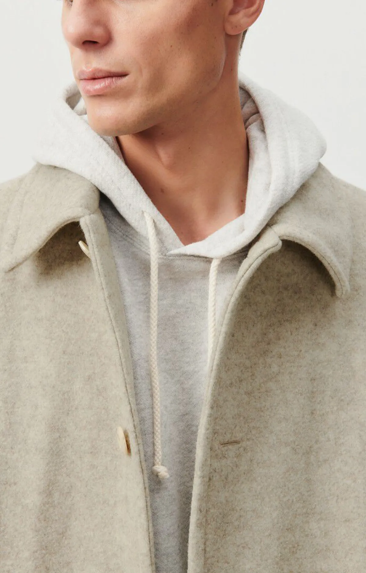 American Vintage Men'S Coat Karabay Beige Melange Cheap