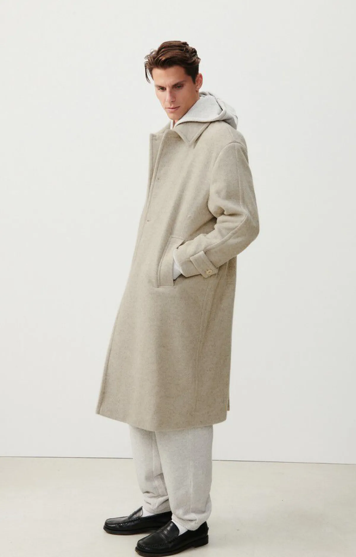 American Vintage Men'S Coat Karabay Beige Melange Cheap