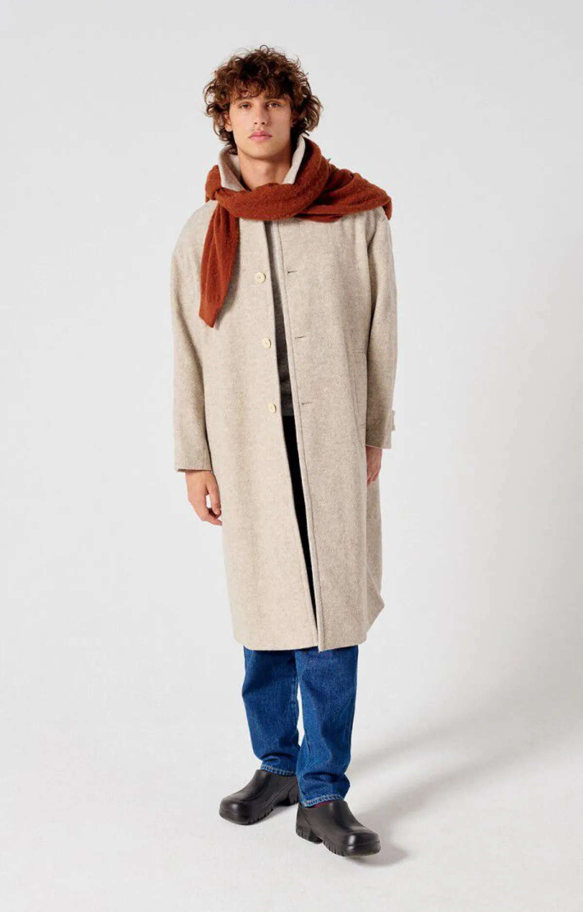 American Vintage Men'S Coat Karabay Beige Melange Cheap