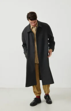 American Vintage Men'S Coat Weftown Charcoal Melange Best Sale
