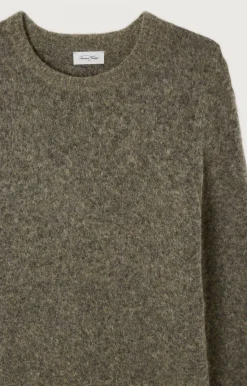 American Vintage Men'S Jumper Dazington Khaki Grey Multimelange Flash Sale