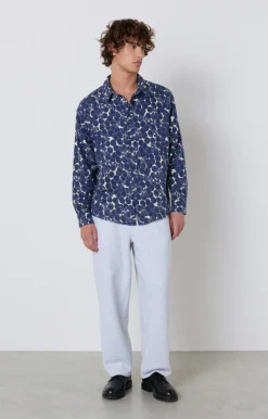 American Vintage Men'S Shirt Yuzy Gaby Navy Store