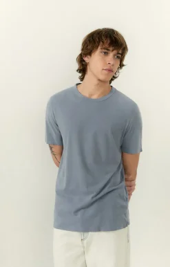 American Vintage Men'S T-Shirt Devon Vintage Blue Grey Store