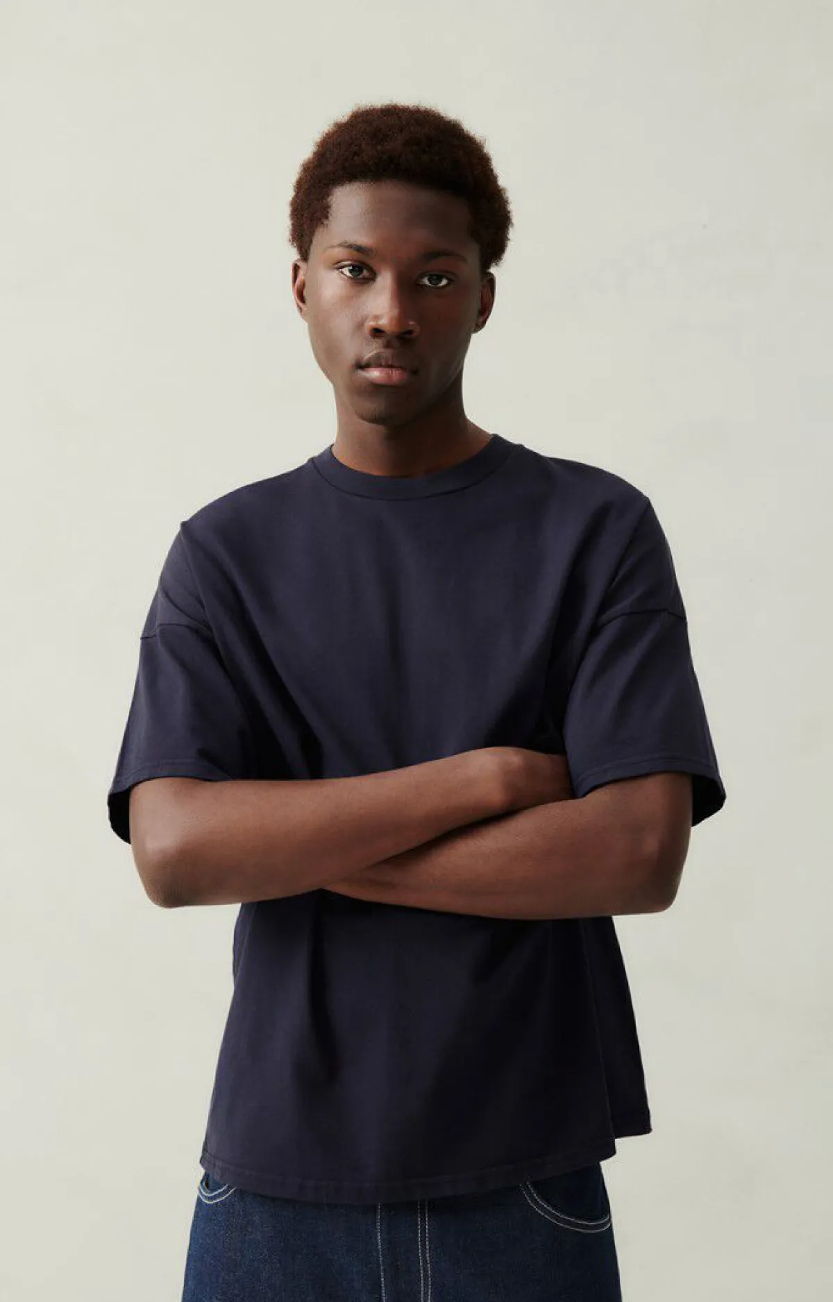 American Vintage Men'S T-Shirt Fizvalley Navy Vintage Fashion