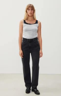 American Vintage Women'S Droit Long Jeans Yopday Black Salt And Pepper Hot