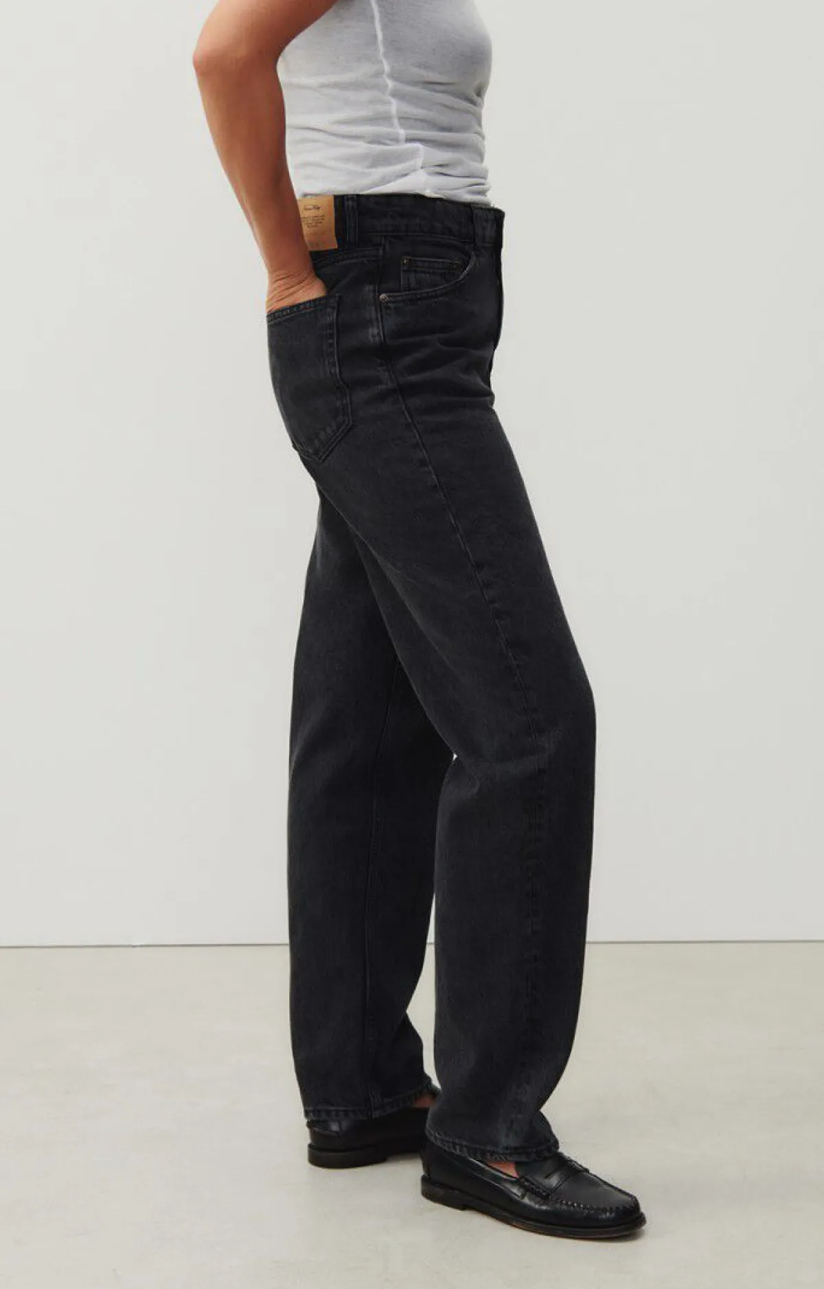 American Vintage Women'S Droit Long Jeans Yopday Black Salt And Pepper Hot