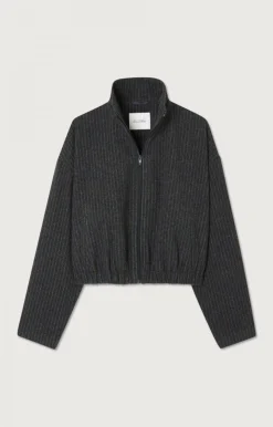 American Vintage Women'S Jacket Dopabay Grey And Blue Stripes Discount