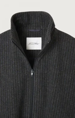 American Vintage Women'S Jacket Dopabay Grey And Blue Stripes Discount