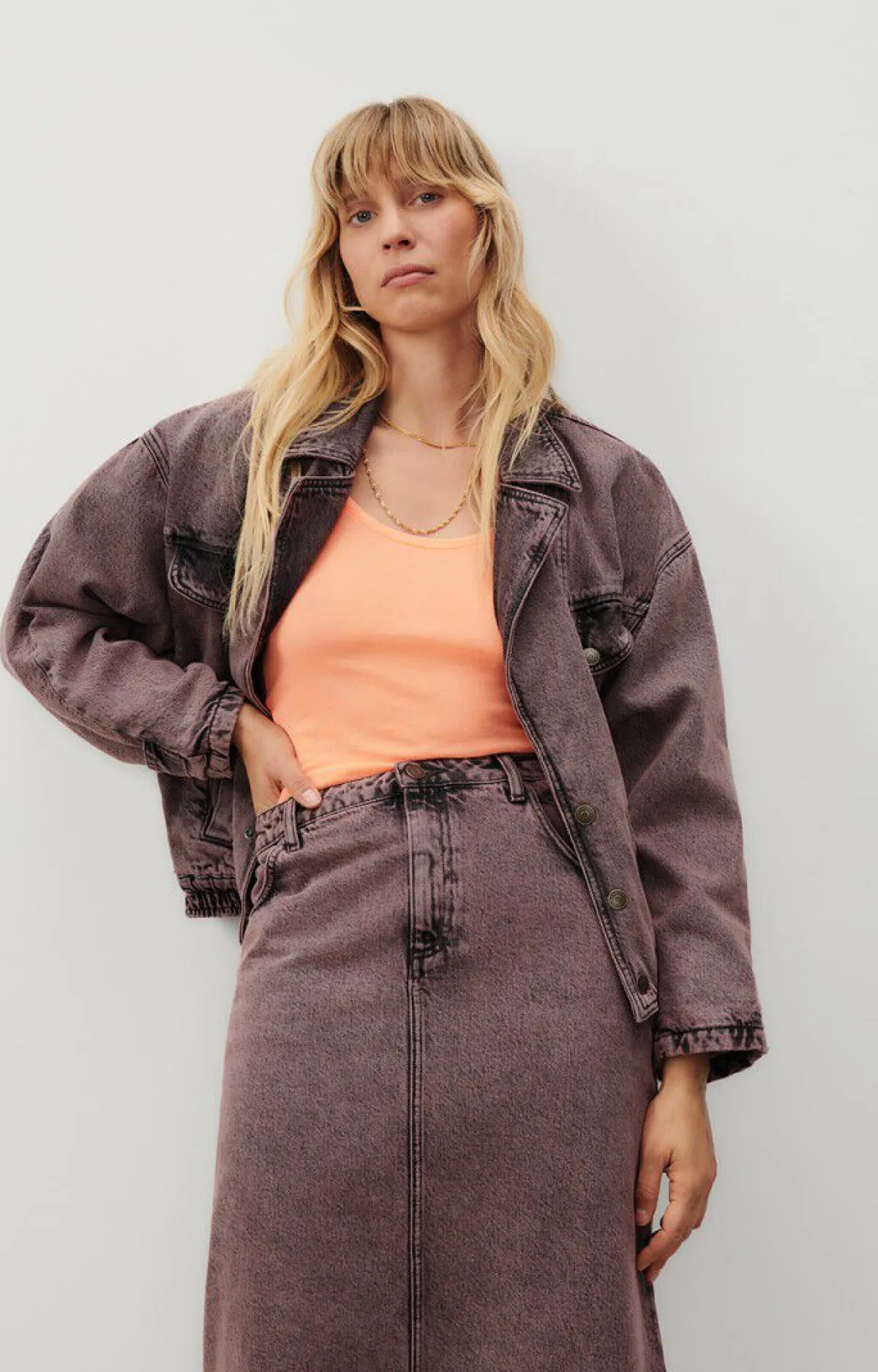 American Vintage Women'S Jacket Yopday Over Dye Pink Shop