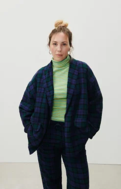 American Vintage Women'S Jacket Yuzy Green Purple Tartan Store