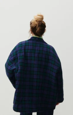 American Vintage Women'S Jacket Yuzy Green Purple Tartan Store