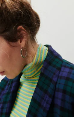 American Vintage Women'S Jacket Yuzy Green Purple Tartan Store