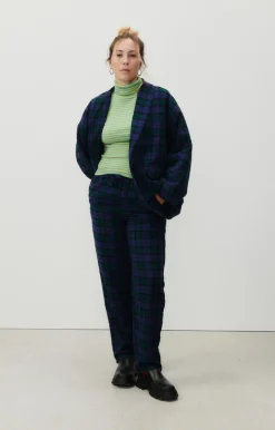 American Vintage Women'S Jacket Yuzy Green Purple Tartan Store