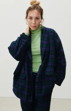 American Vintage Women'S Jacket Yuzy Green Purple Tartan Store