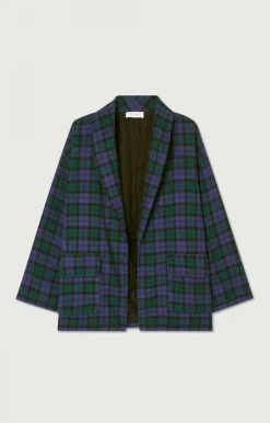 American Vintage Women'S Jacket Yuzy Green Purple Tartan Store