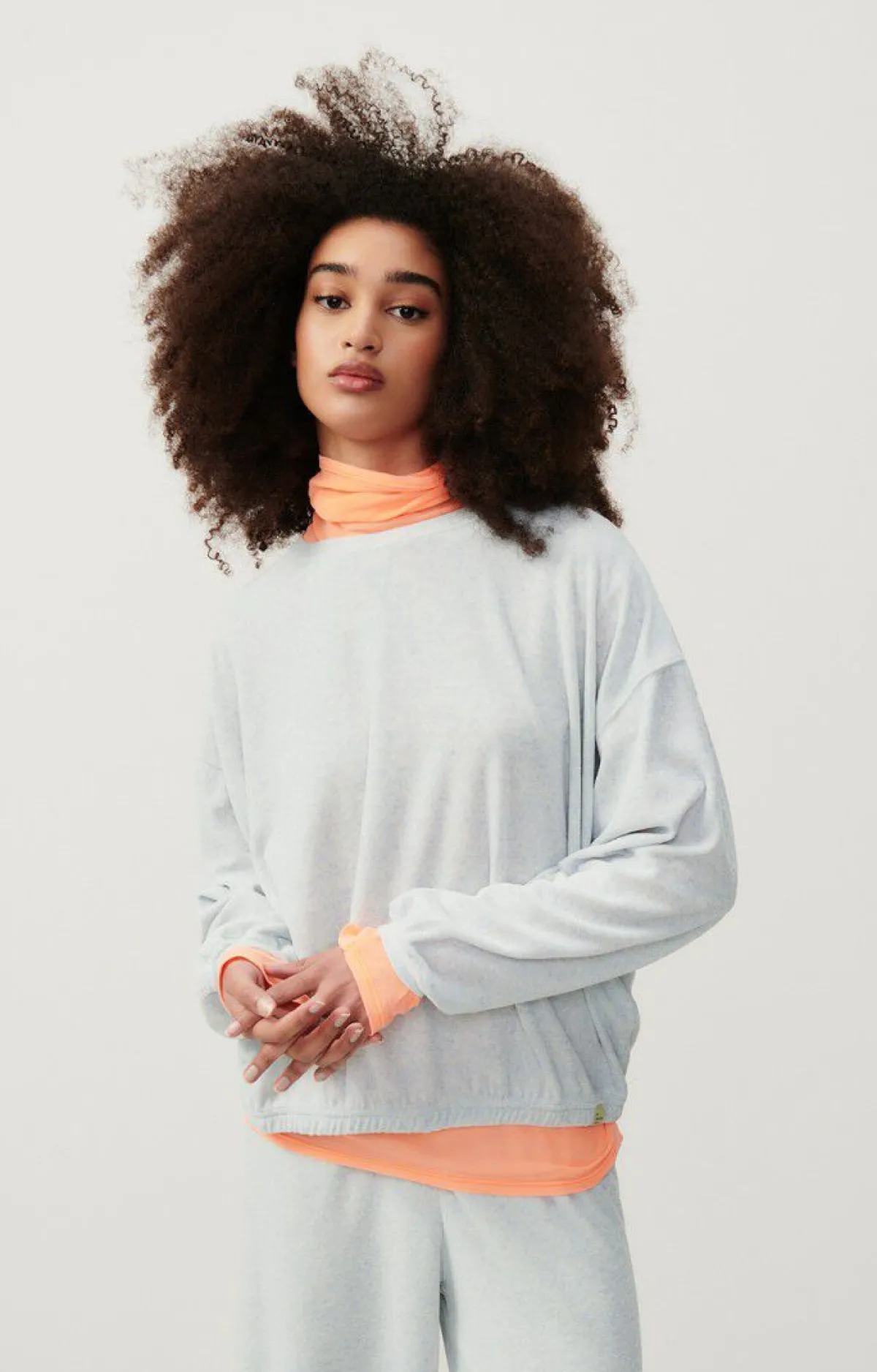 American Vintage Women'S Sweatshirt Ukoz Baby Blue Melange Cheap