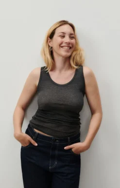American Vintage Women'S Tank Top Massachusetts Charcoal Melange Flash Sale