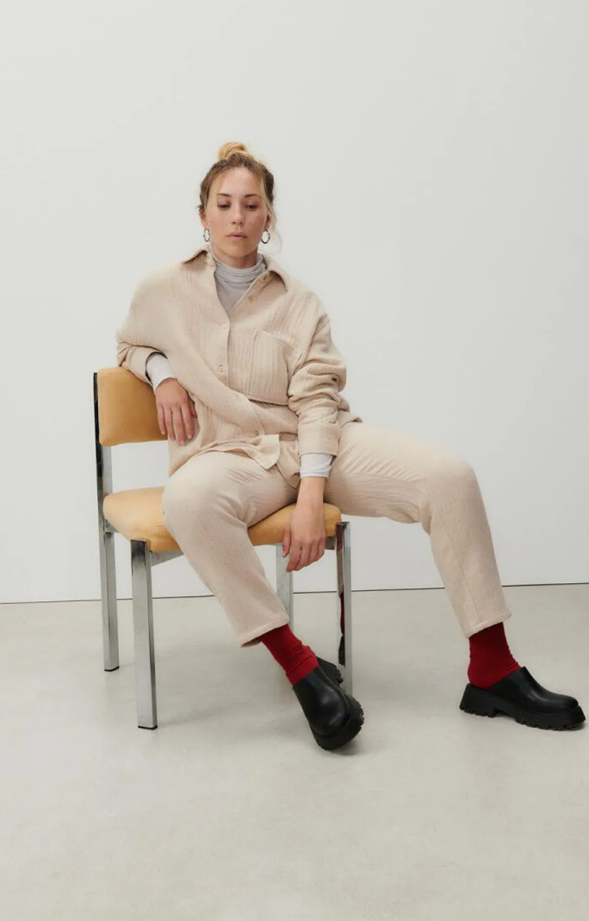 American Vintage Women'S Trousers Yenboro Mist Melange Flash Sale