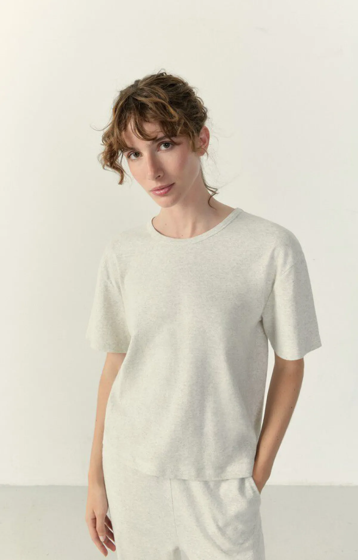 American Vintage Women'S T-Shirt Bozy Melange Cream Clearance
