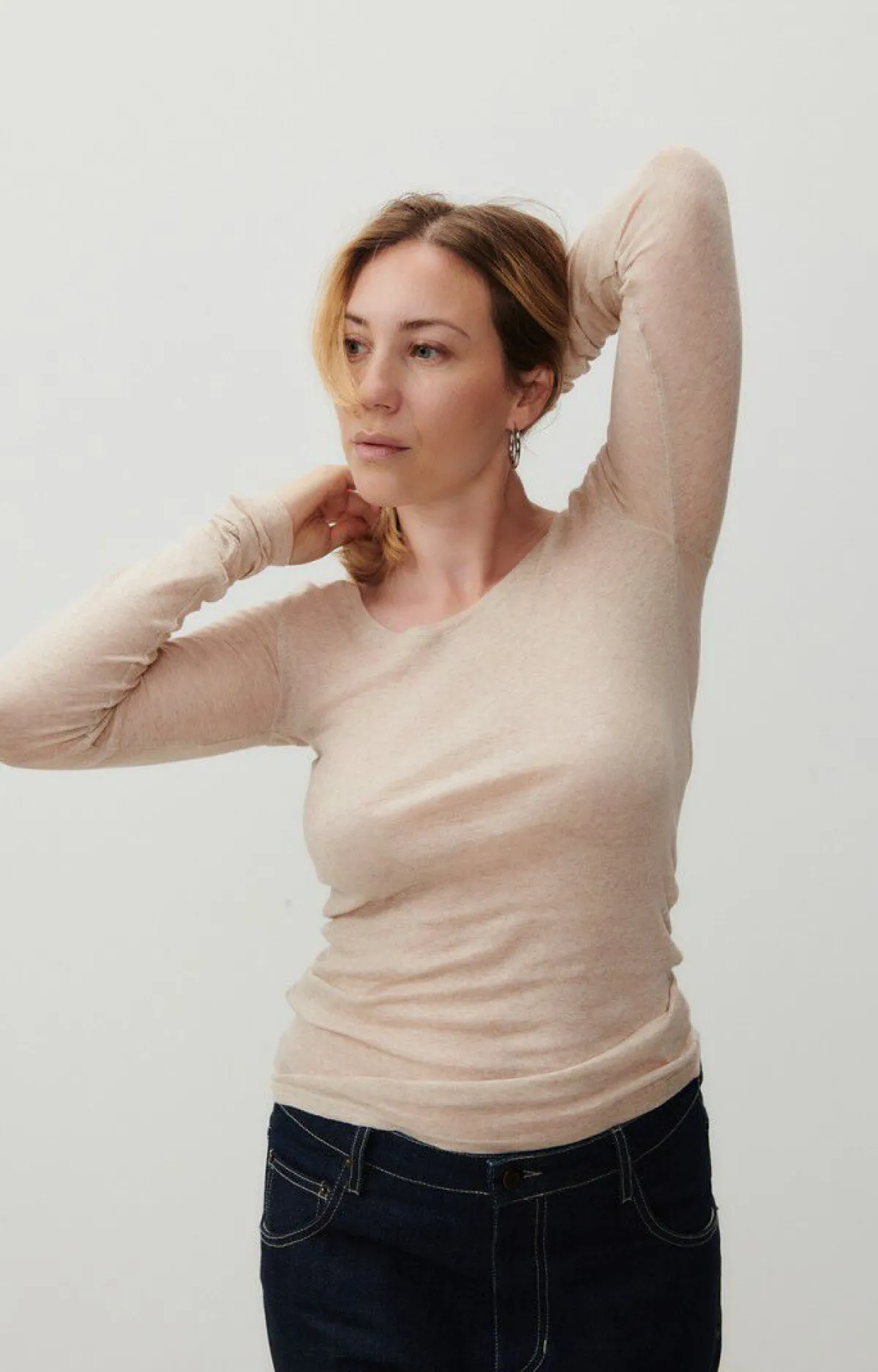 American Vintage Women'S T-Shirt Massachusetts Melange Cream Clearance