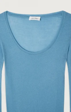 American Vintage Women'S T-Shirt Massachusetts Vintage Bluish New