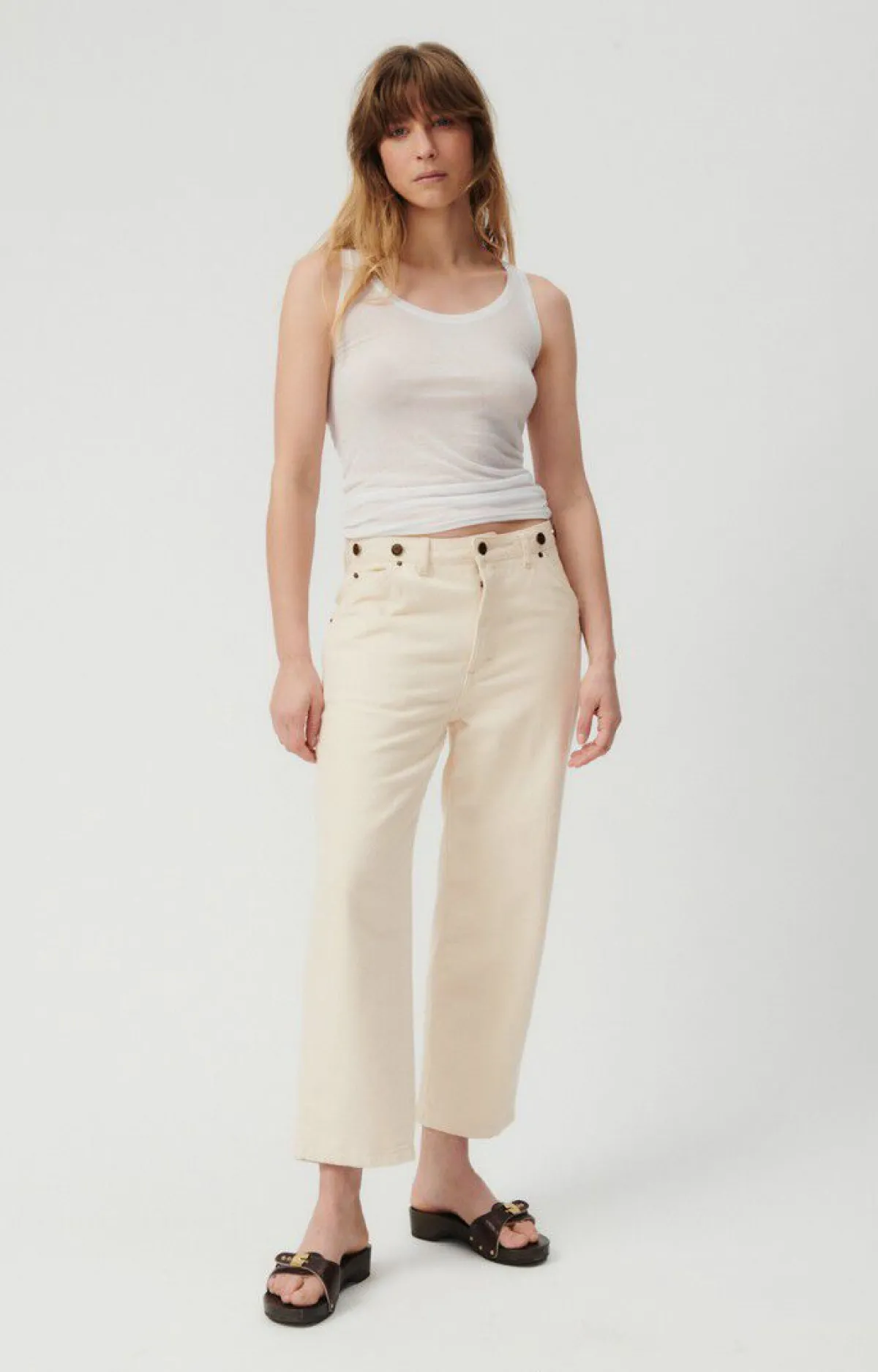 American Vintage Women'S Worker Straight Jeans Spywood Ecru Outlet