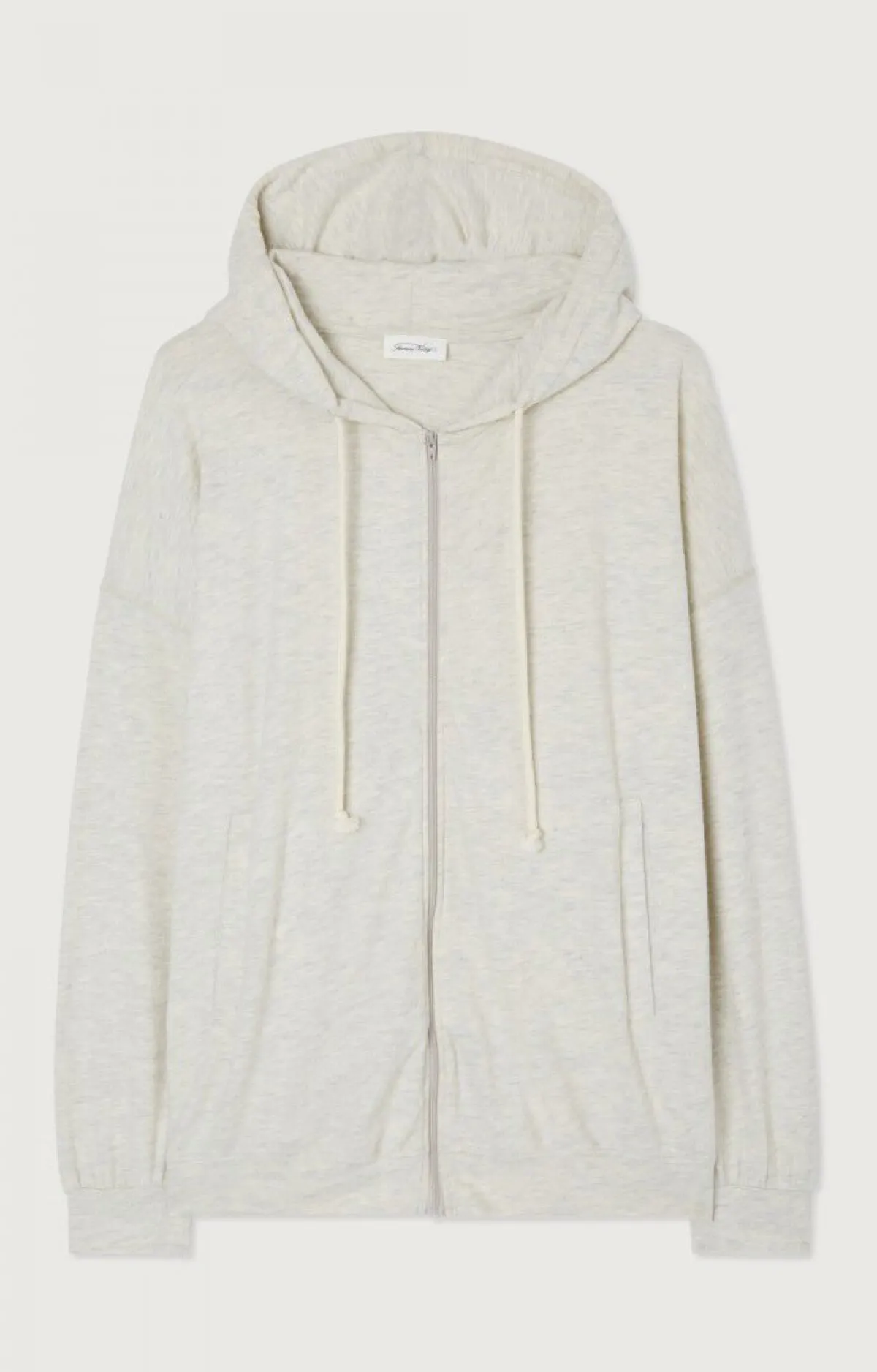 American Vintage Women'S Zipped Hoodie Ypawood Heather Grey New